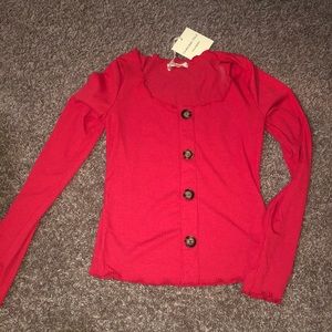Long sleeve bright coral top